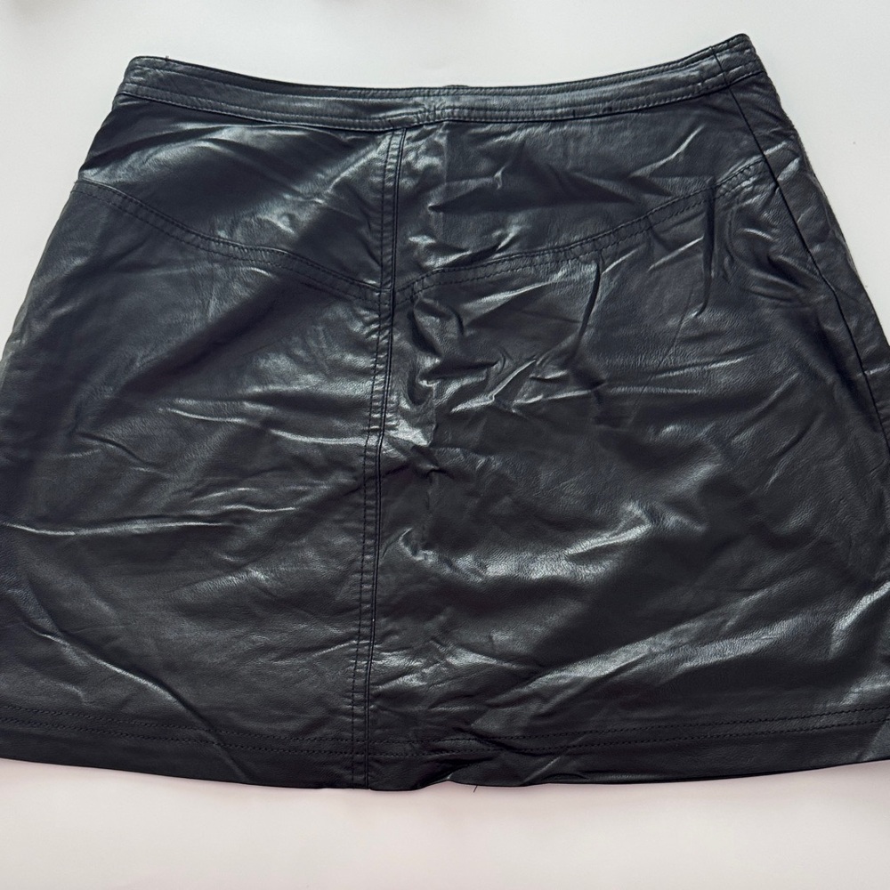 Free People Black Faux Leather Ruched Mini Skirt - Picture 2 of 5